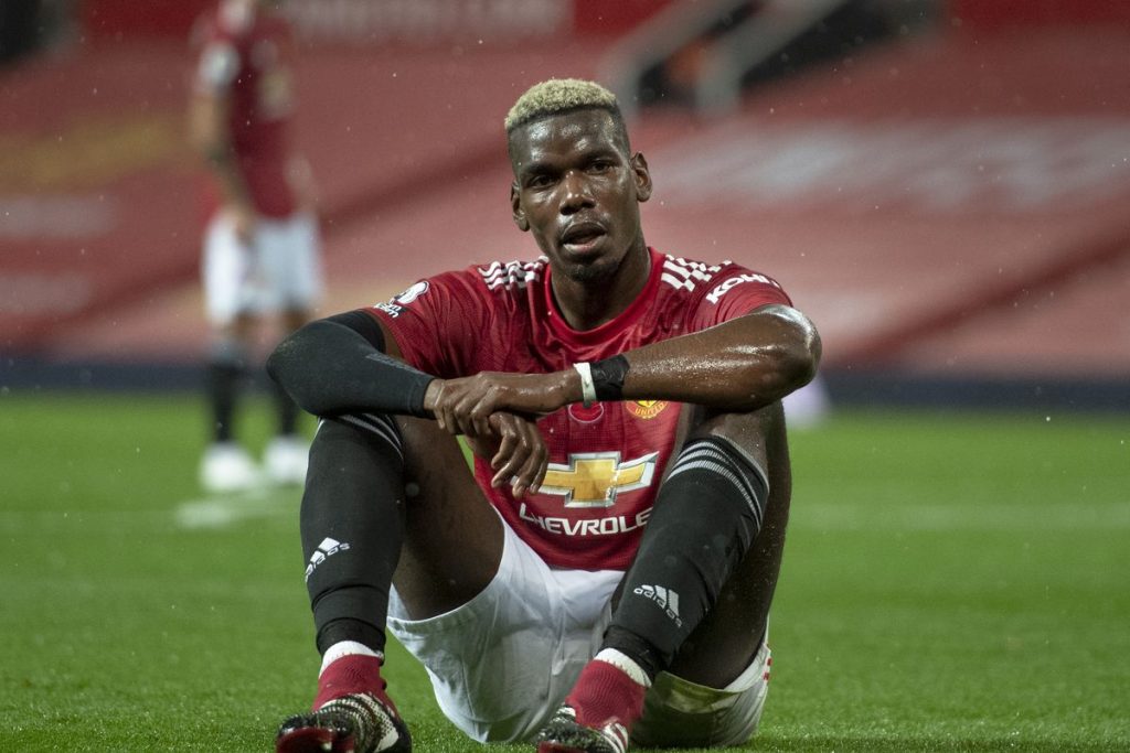 Paul Pogba injured in a game against Everton